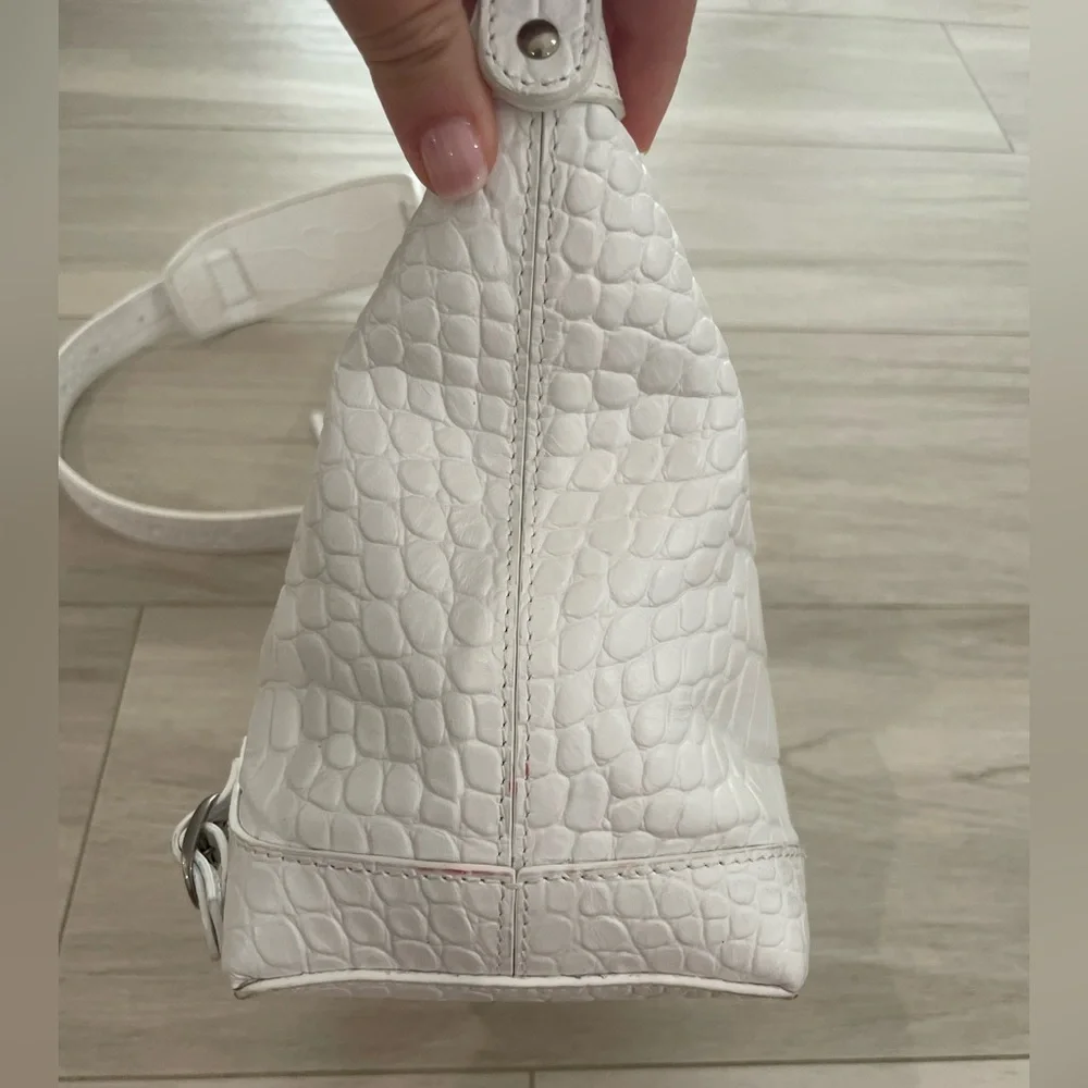 Balenciaga Neo Classic Hobo Crocodile Embossed Leather XS White - Picture 8 of 16